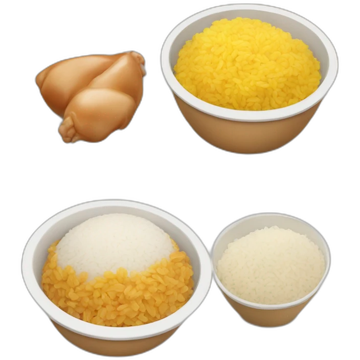 The most common type of food is chicken and rice  emoji