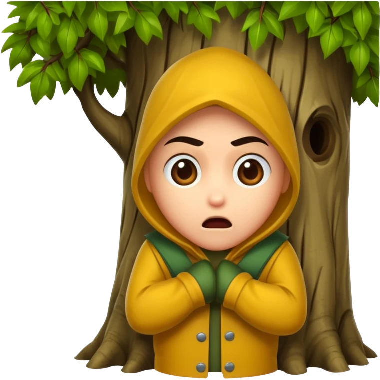 rogue character peeking from behind tree scared emoji