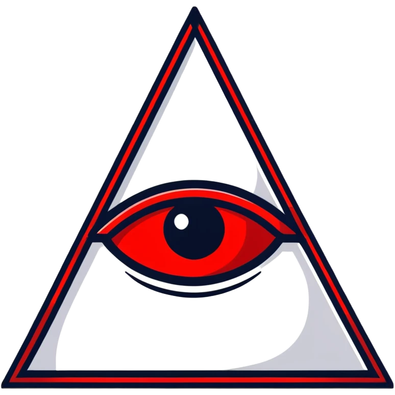 Illuminati triangle symbol with eye in center, black and red color scheme emoji