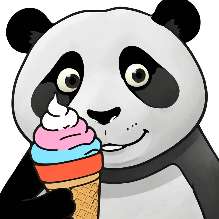 Panda eating ice cream emoji