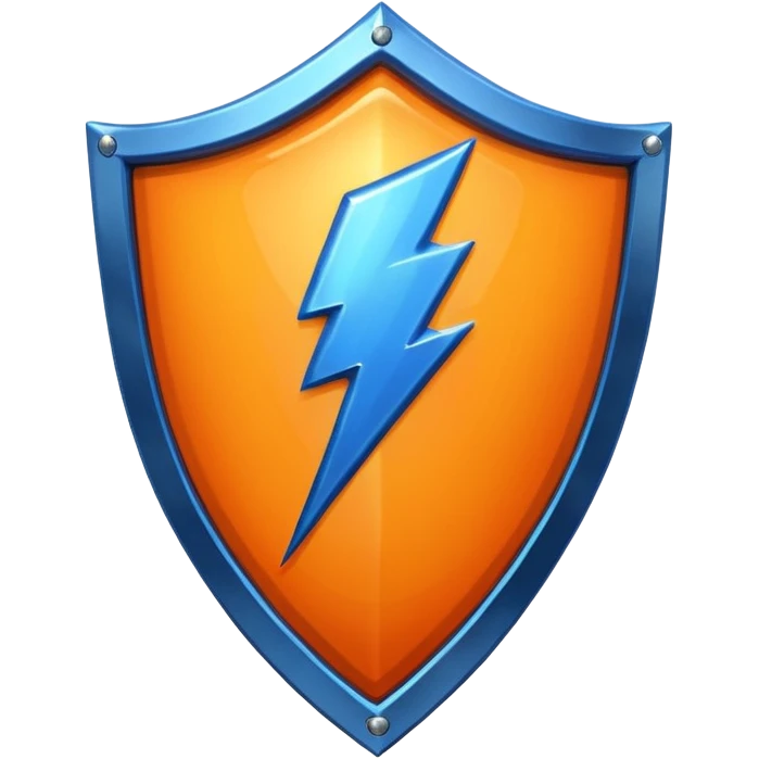 Orange shield with lightning emoji