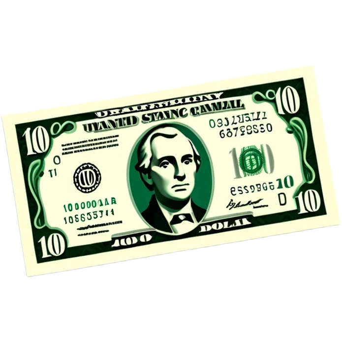 3D realistic US 100 dollar bill sticker, slight perspective, centered, clean cutout, transparent background, no text, no watermark emoji