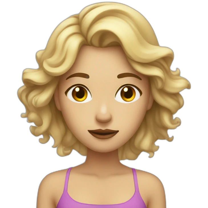 Waking up tired, bleary eyed, female with beach, waves, mid length, dirty blonde hair emoji