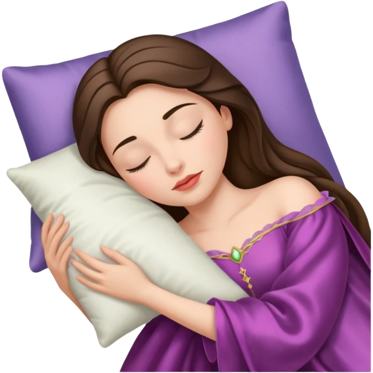 sleeping beauty brunette white girl with a silk pillow emoji