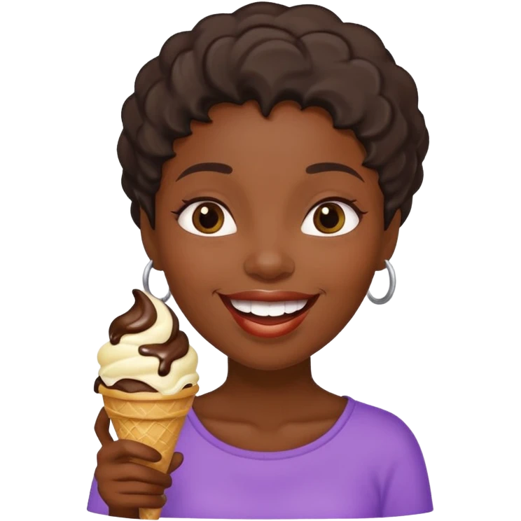 black woman eats ice cream  emoji