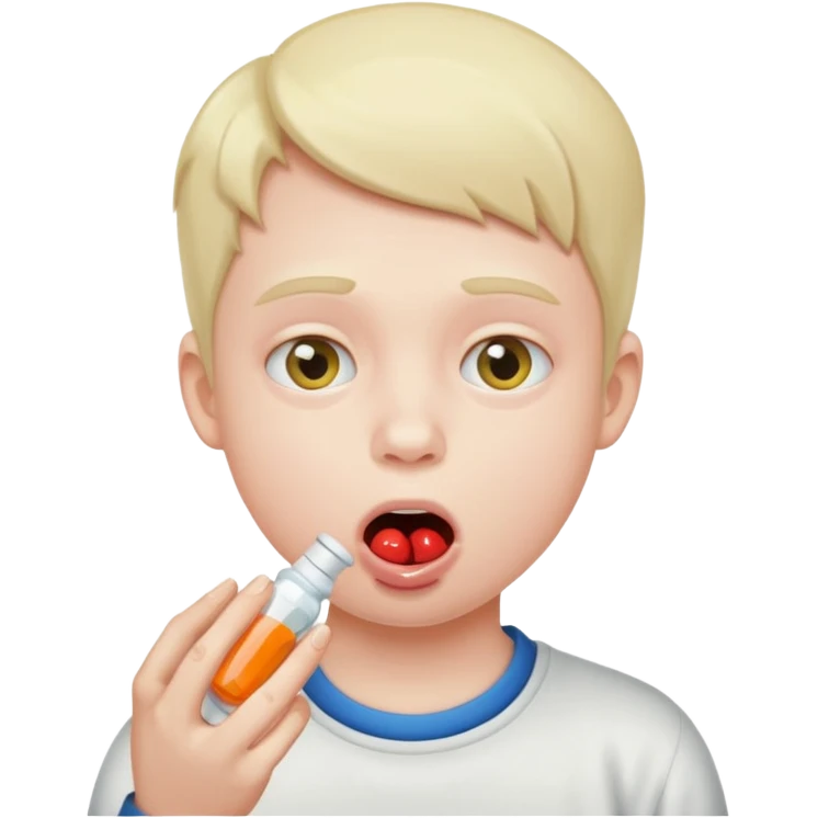 kid swallowing many pills emoji