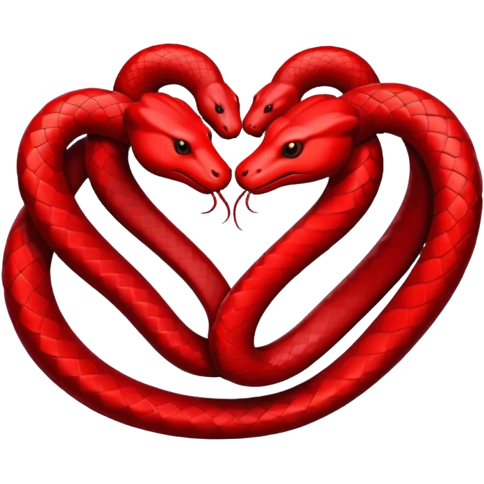Two red snakes making a heart emoji