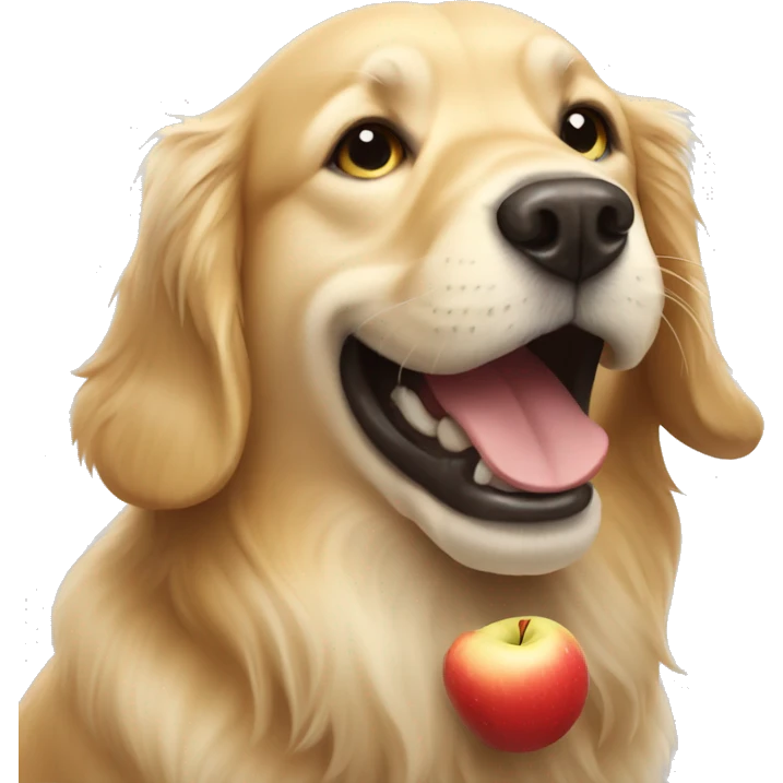 dog golden retriever biting an apple emoji