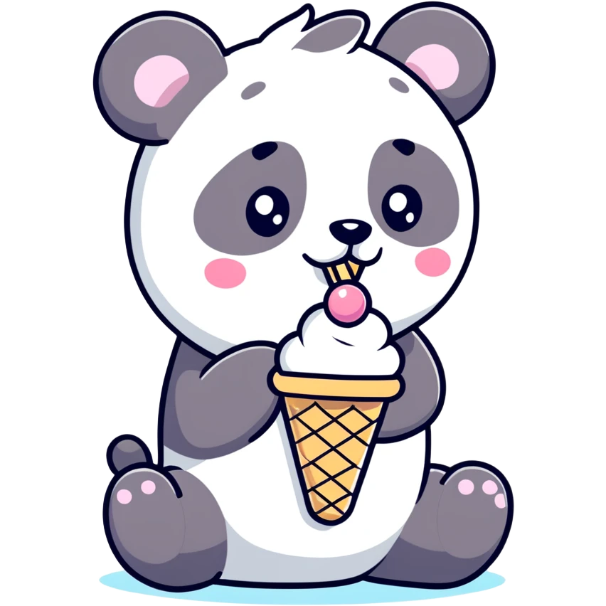 Panda eating ice cream emoji