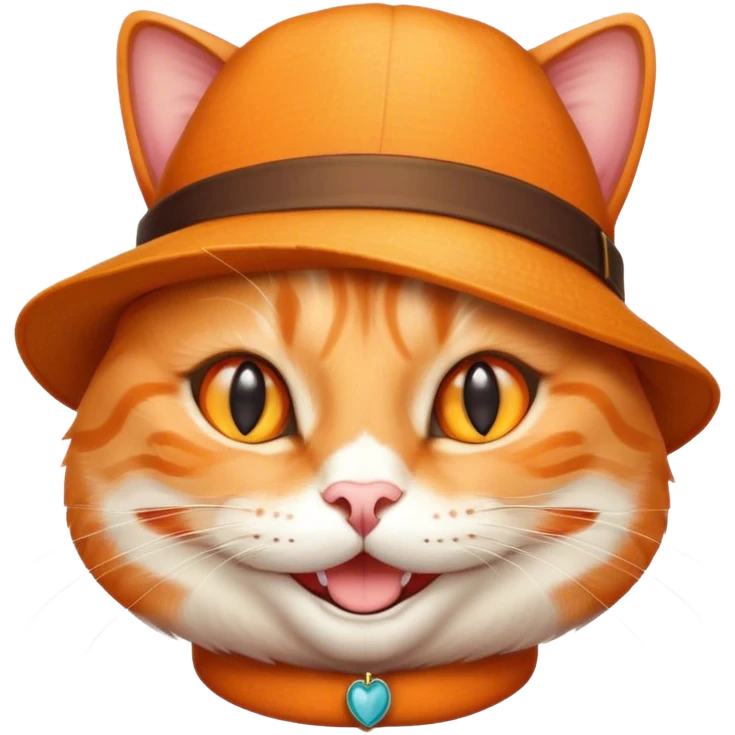 elegant orange cat with hat smiling emoji