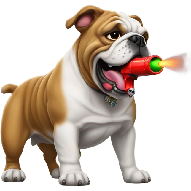 Bulldog with a squirtgun emoji