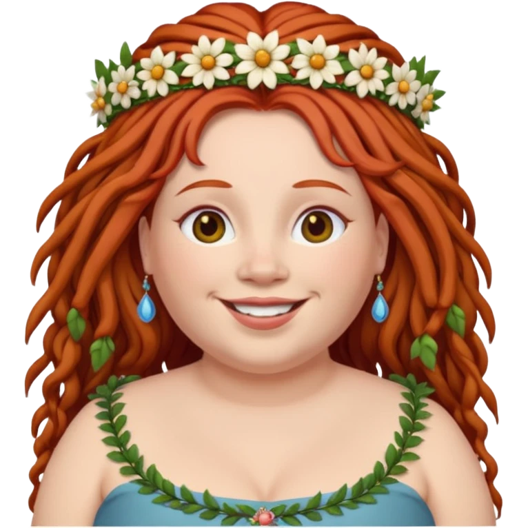fat redhead woman with dreadlocks and floral tiara emoji