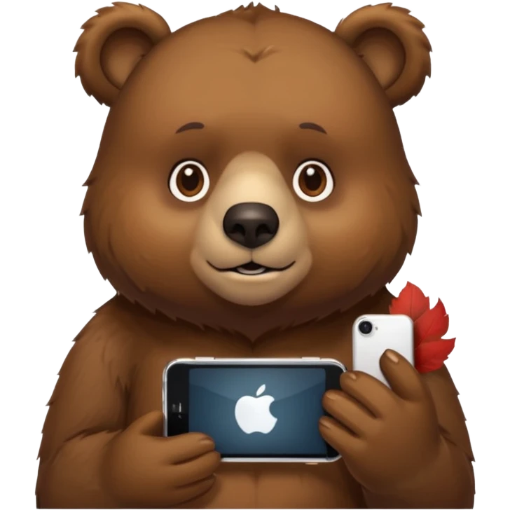 A bear cooking an iphone emoji