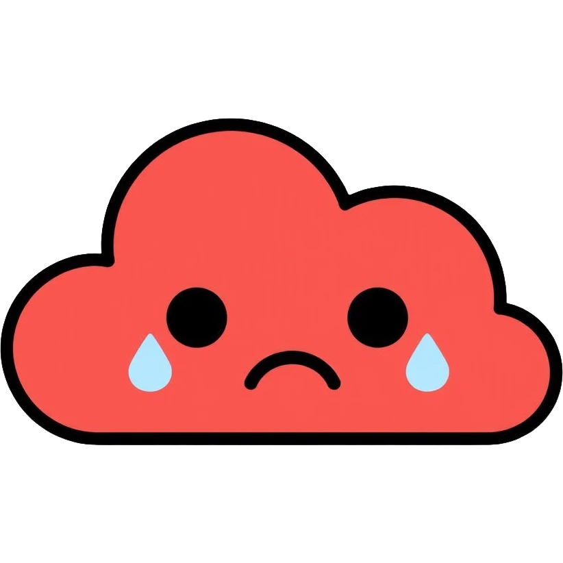 red cloud with sad face crying teardrops emoji
