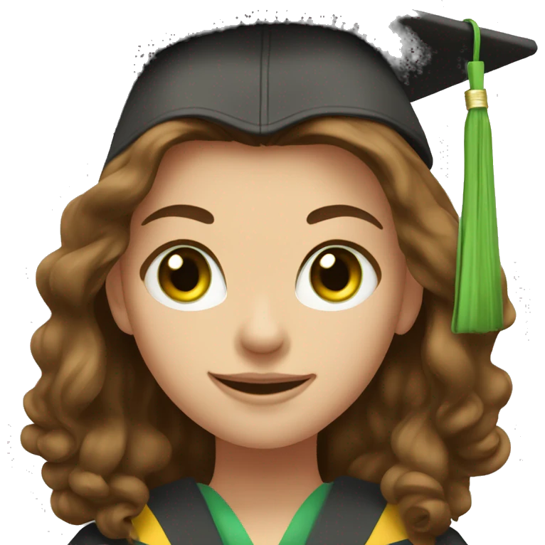 Graduate girl Brown medium long hair green eyes emoji