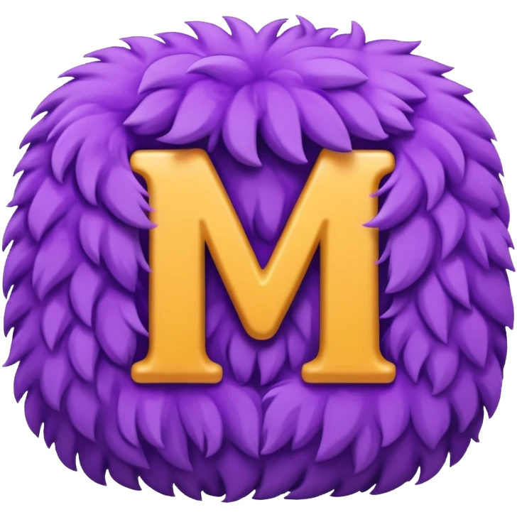The fluffy letter M is purple in color emoji