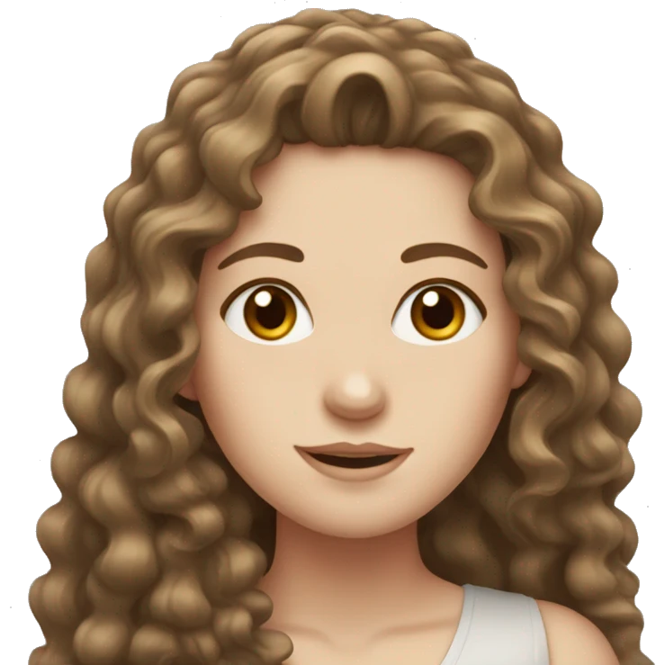 White girl with long brown hair curly emoji