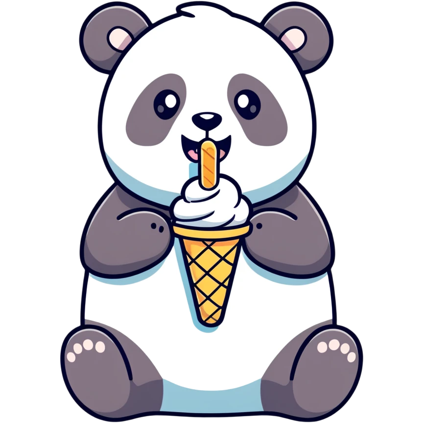 Panda eating ice cream emoji