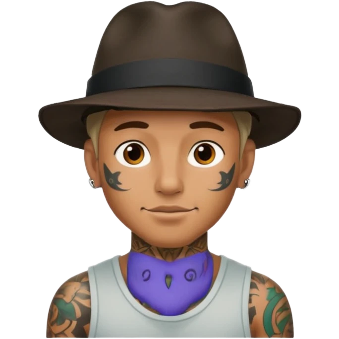 tattooed man wearing a hat emoji