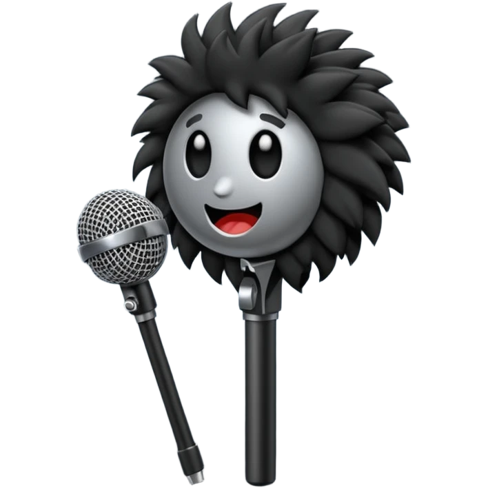 boom fluffy microphone with stick emoji