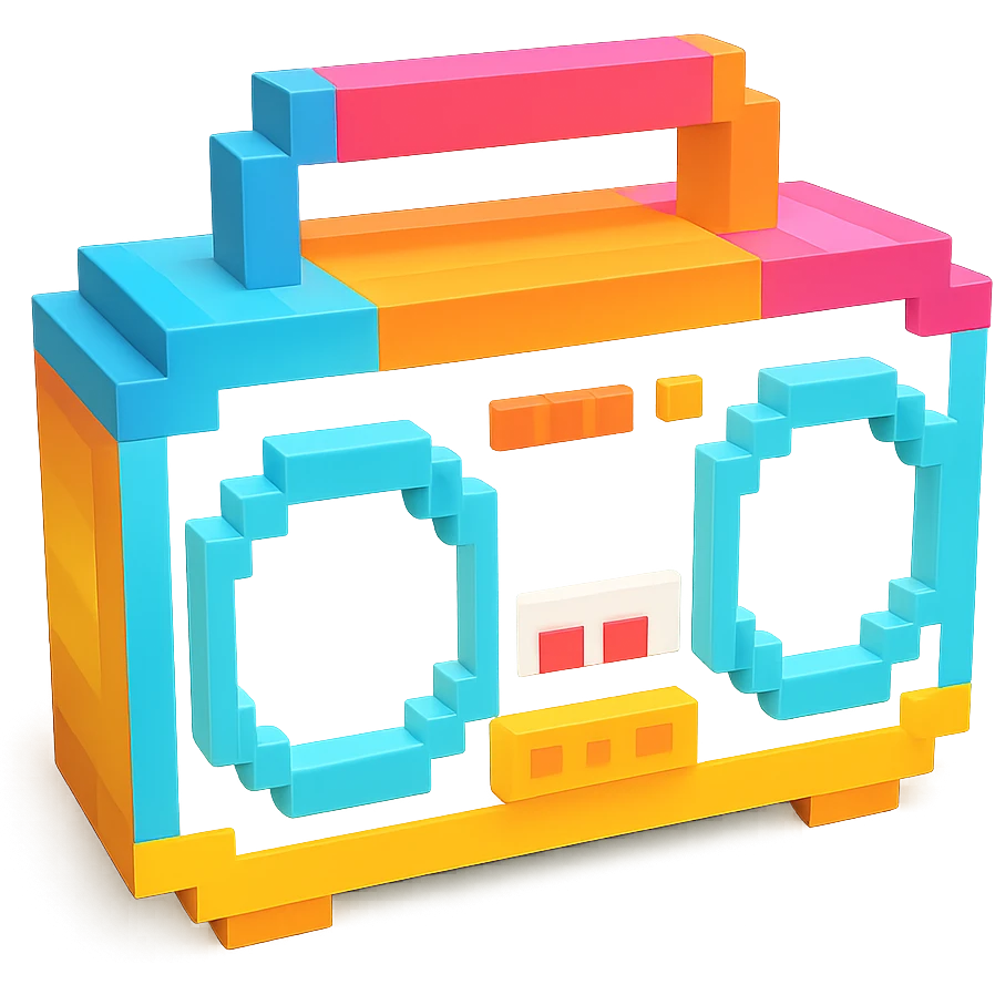 сделай белый святящейся бумбокс, no background emoji