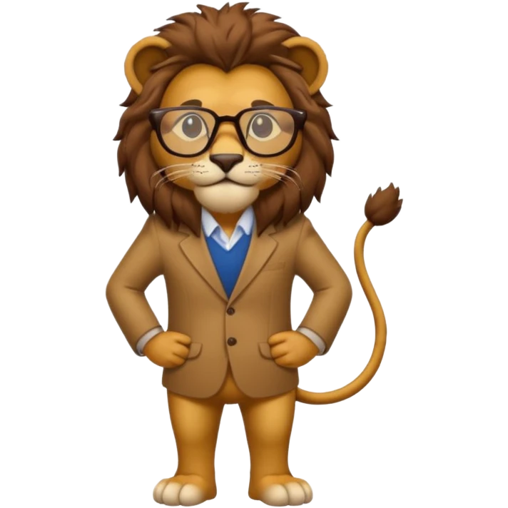 full body of lion wear glasses emoji