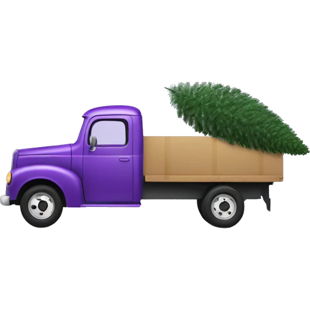 Purple truck hauling Christmas tree emoji