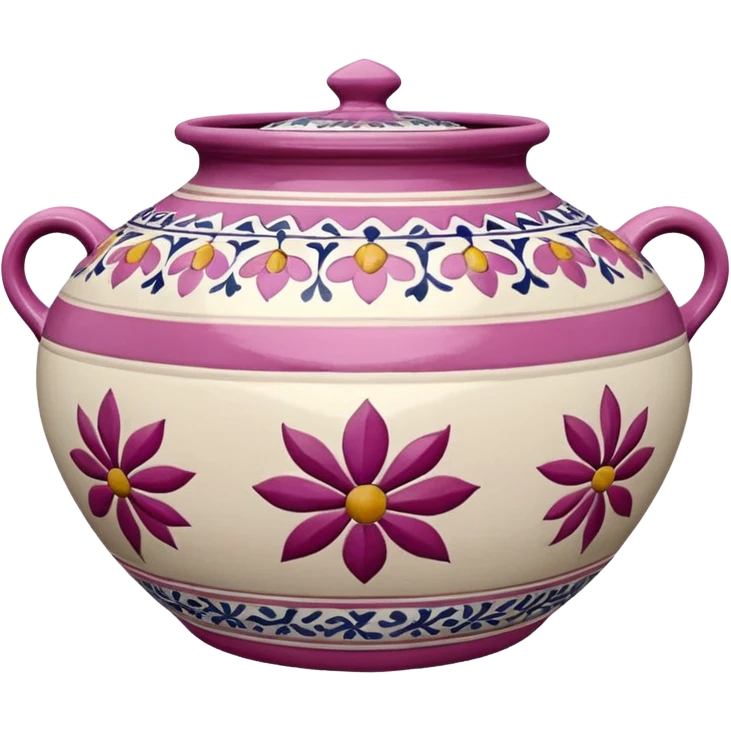Pink, white and beige Talavera pot emoji