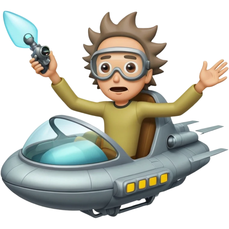 Hot rod Rick and Morty flying in a spaceship to the citadel of Ricks  emoji
