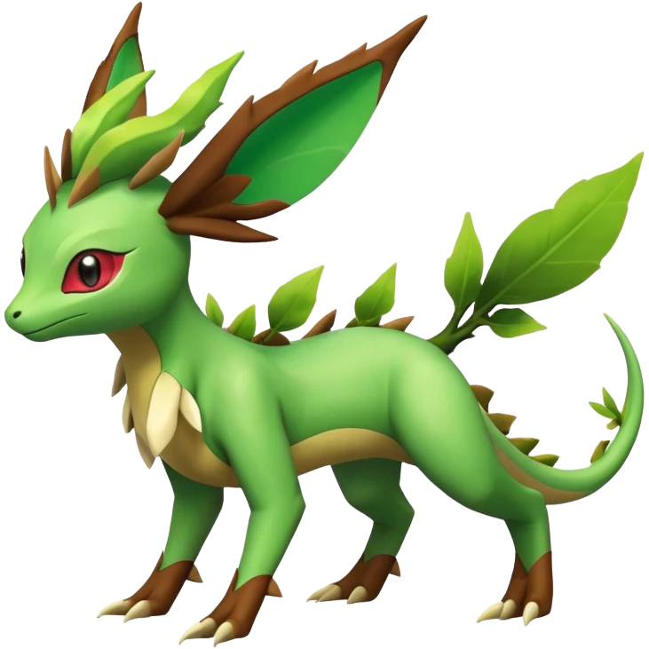 Shiny Flygon-Leafeon-Meganium-hybrid, full body emoji