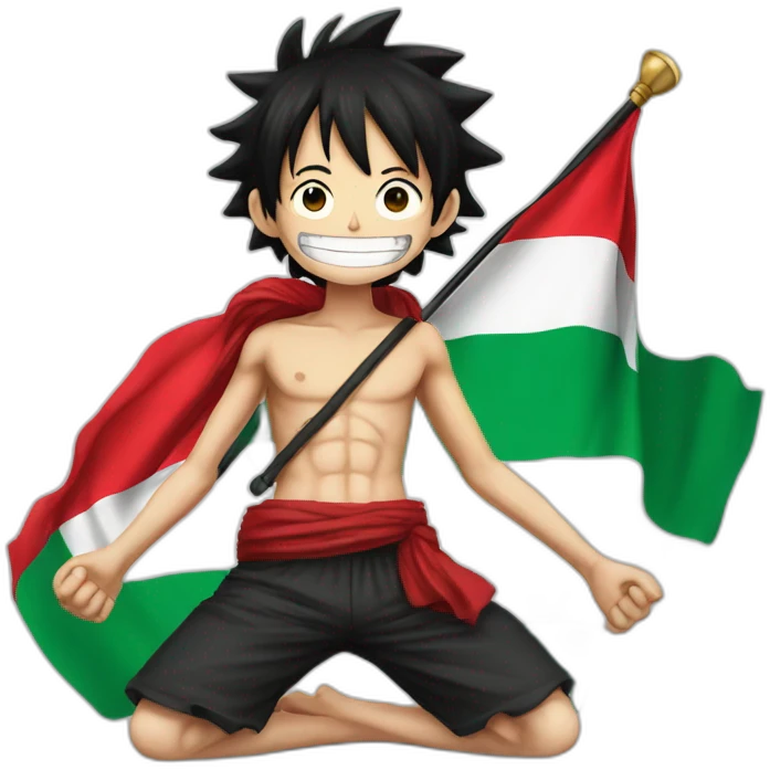 Luffy raises the flag of Palestine emoji