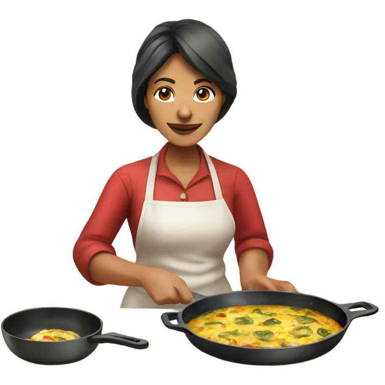Peruvian woman cooking a frittata emoji
