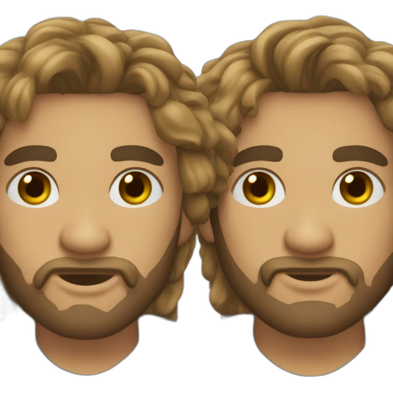 Hombre cabello castaño,barba tipo candado,ojos verdes emoji
