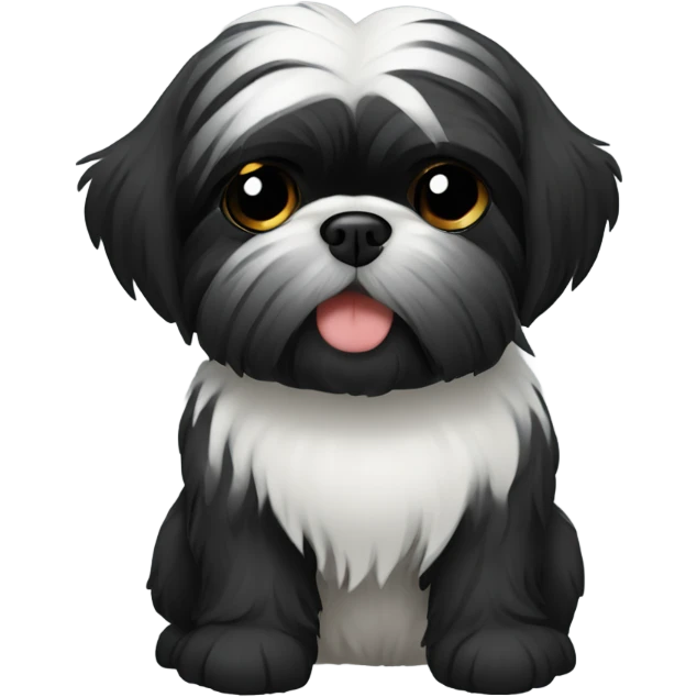Black shih tzu hugging emoji like “🤗” emoji