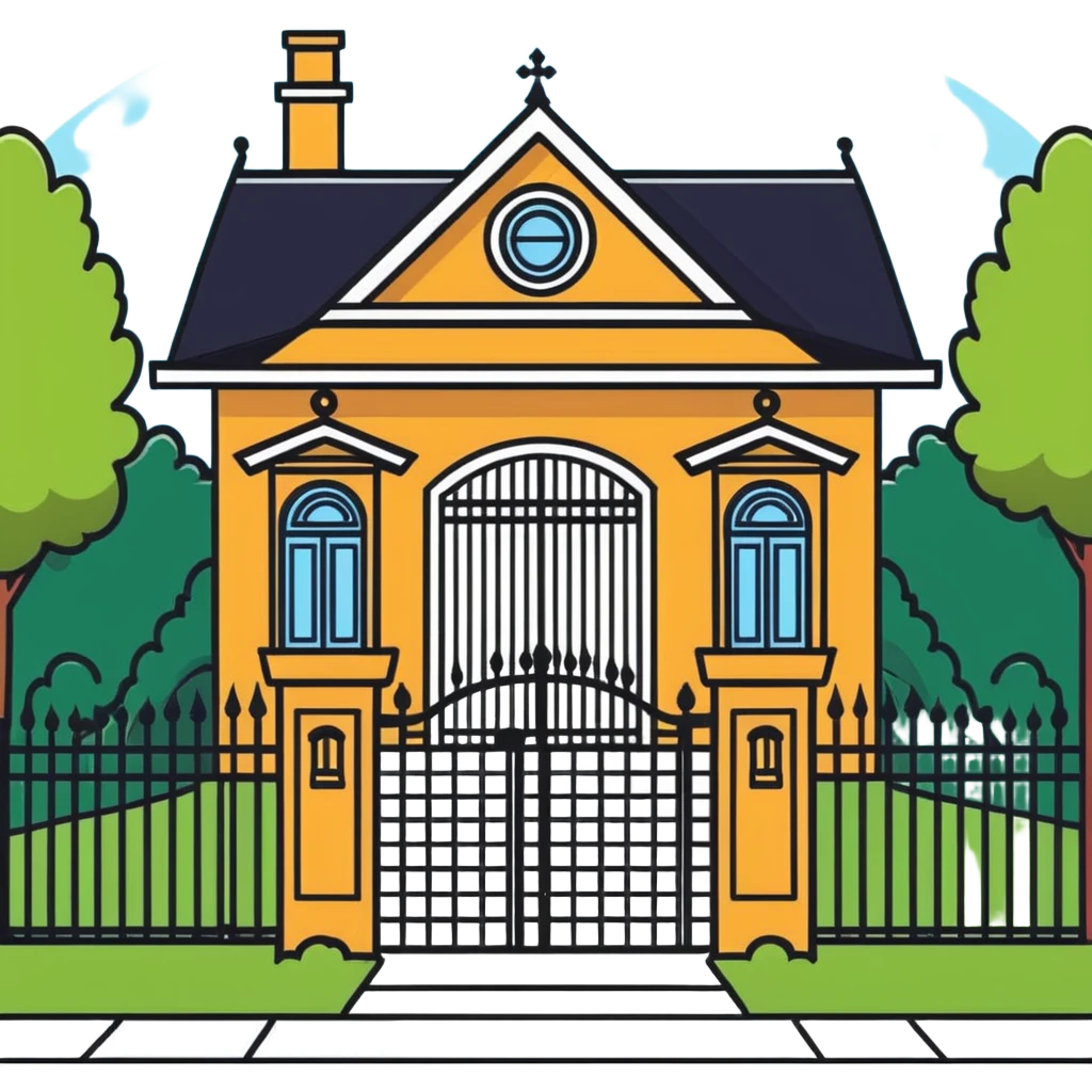 front entrance to house with decorative iron fence emoji