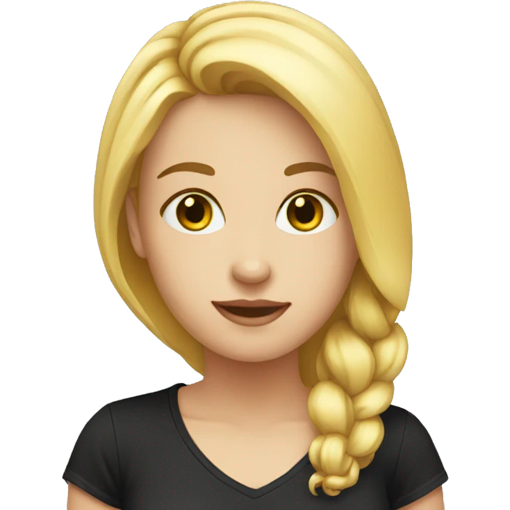 young white female, black tshirt emoji