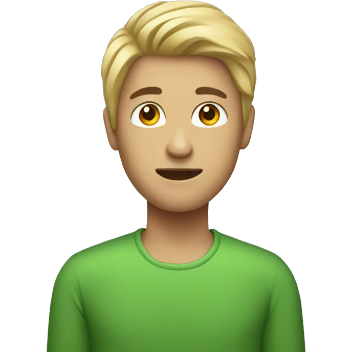 person with one hair strand and a green shirt emoji