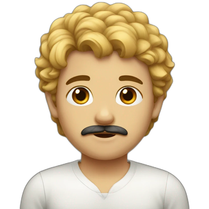 A boy with dark eyes,hair and mustache emoji