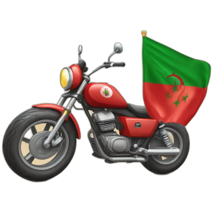 quelqu'un sur une moto avec le drapeau du Maroc derrière emoji