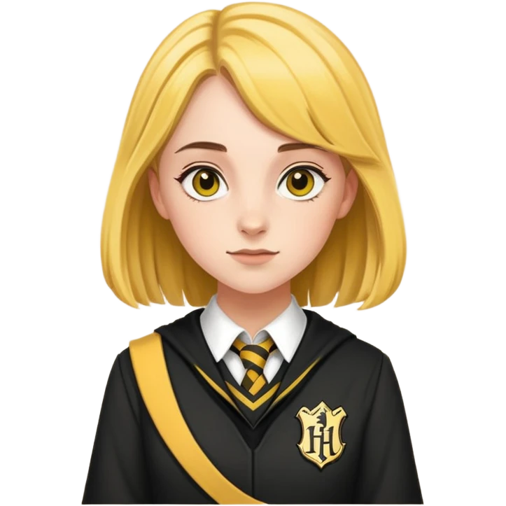 Charlotte Skeoch is hannah abbott in harry potter, wear hogwarts Hufflepuff uniform emoji