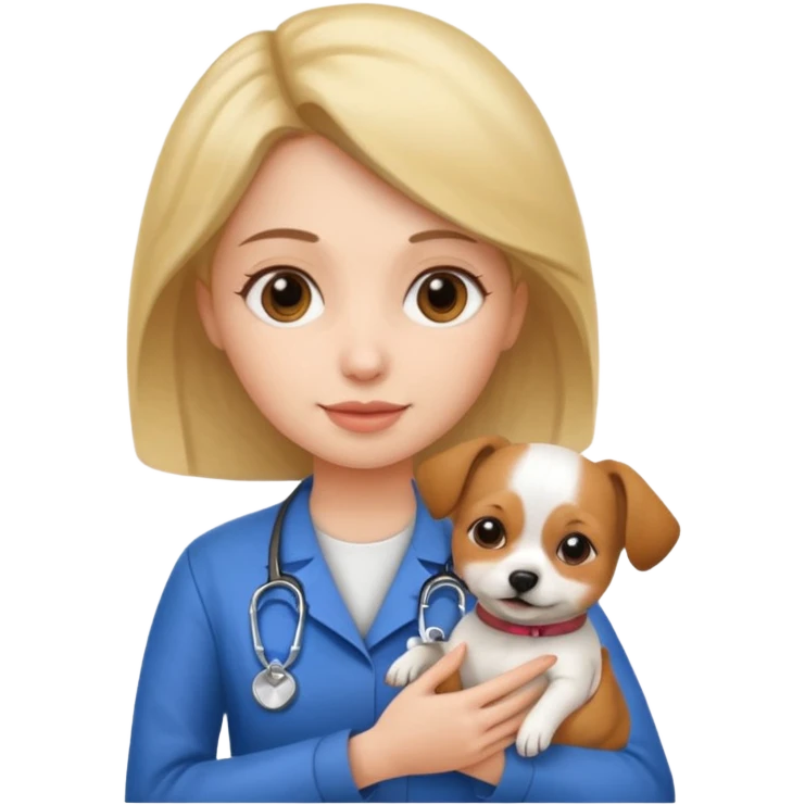 a woman vet holding a small dog emoji