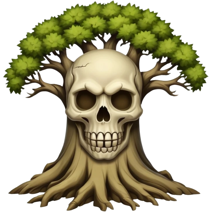 Tree with skull face emoji
