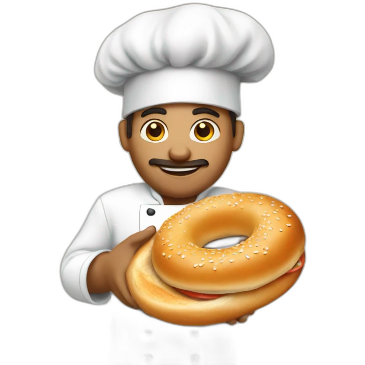 Chef holding a bagel emoji
