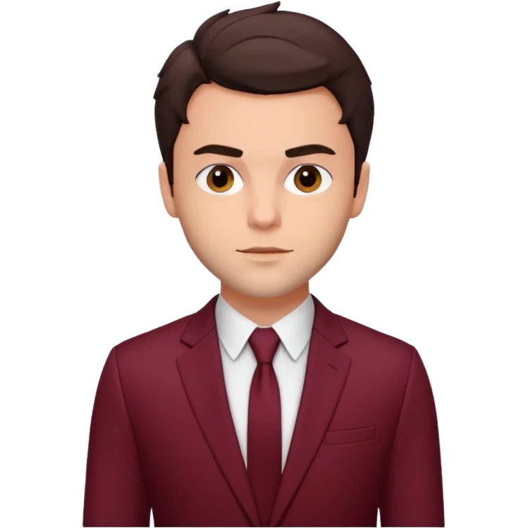 Jack Falahee with dark brown hair, maroon suit emoji
