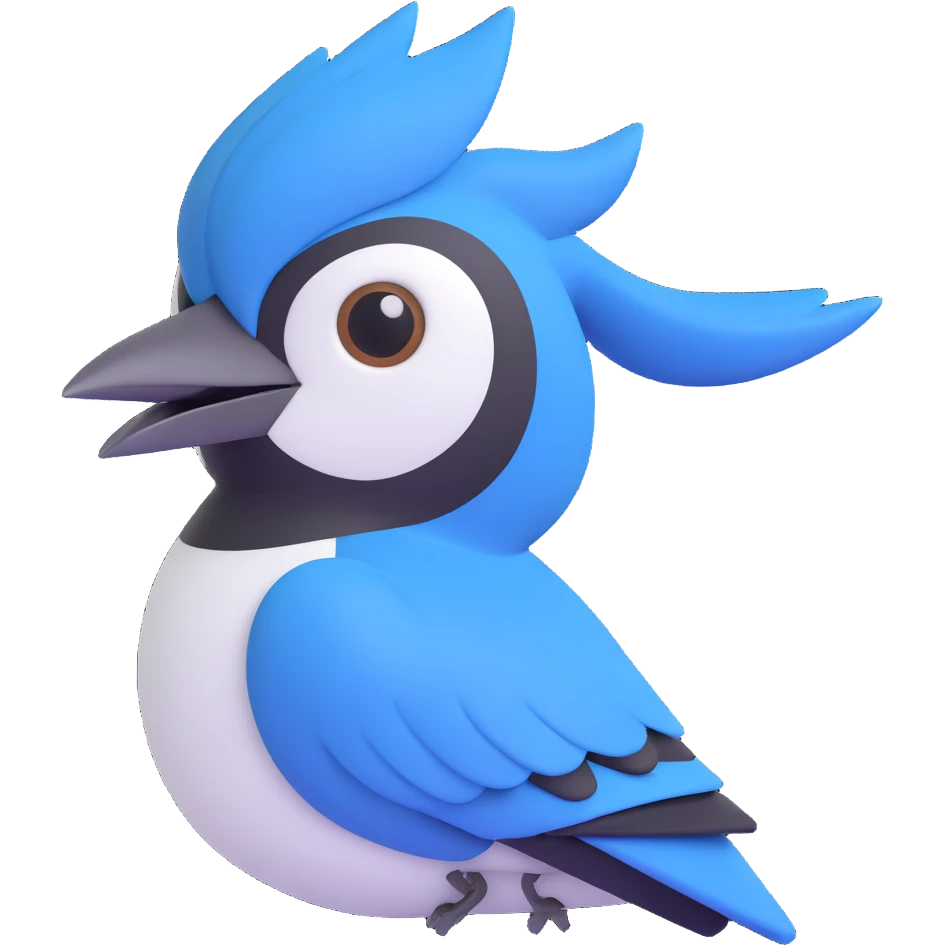 bluejay with attitude, head cocked emoji
