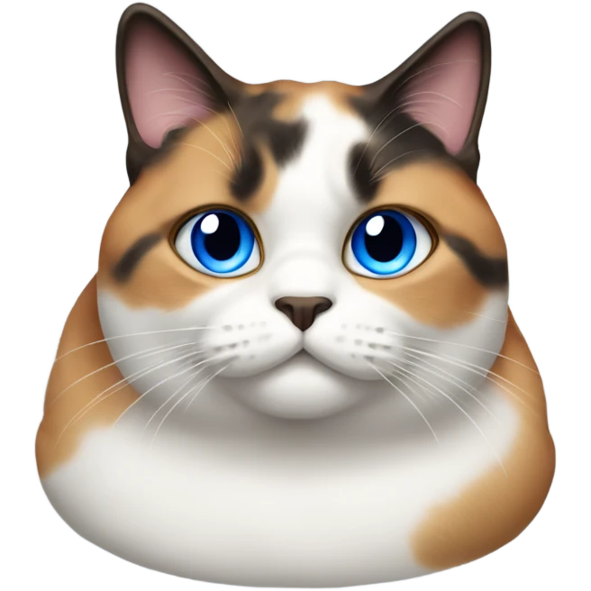 Really fat calico cat with blue eyes emoji