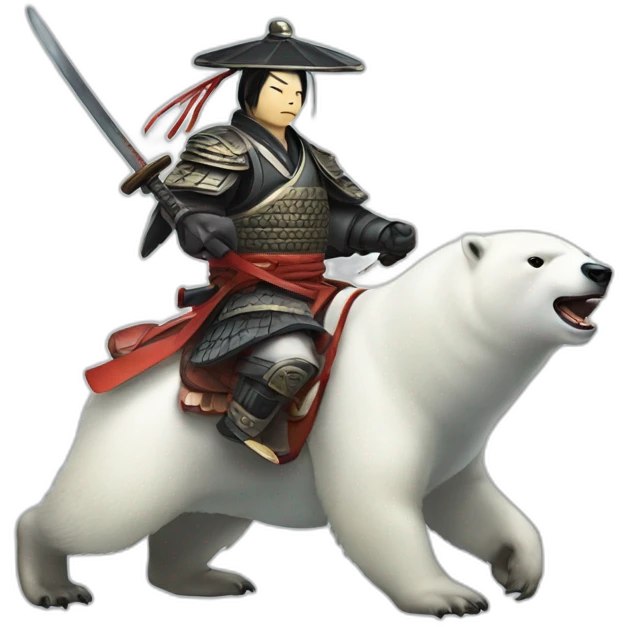 penguin samurai riding a polar bear emoji