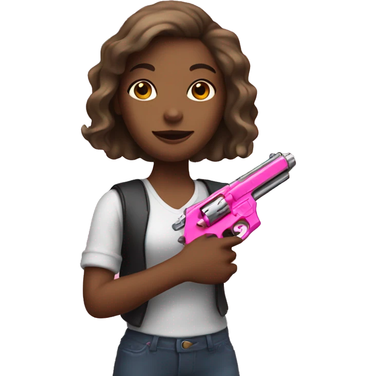 Girl hand holding a pink gun emoji