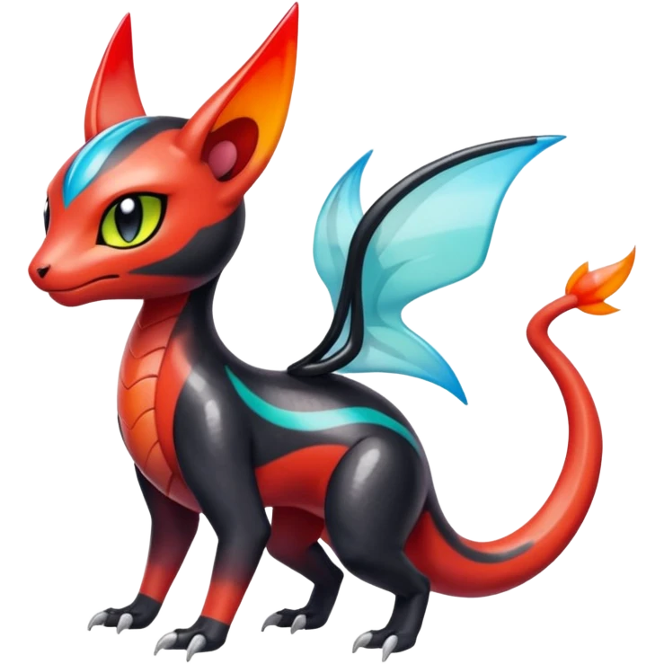 Colorful Translucent Tricky Hot Handsome Meloetta-Salandit-Litten-Pokémon-Fakémon-fusion-hybrid-creature emoji