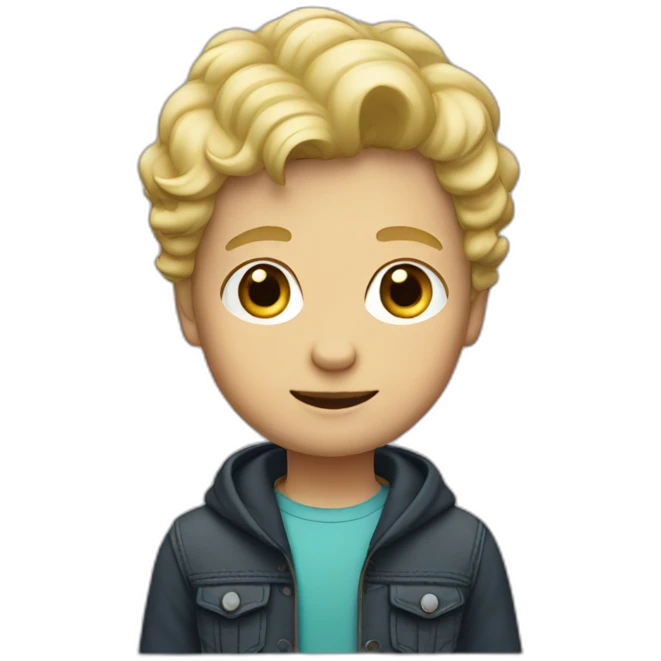 Semi-curled short hair blond boy emoji